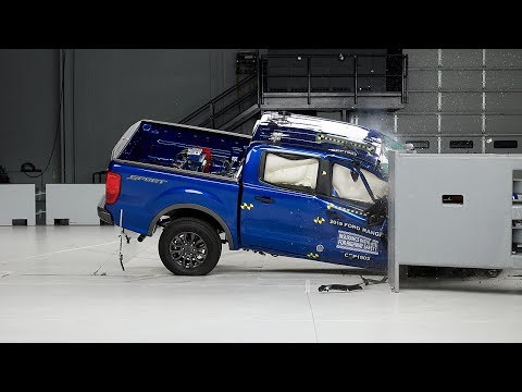 2019 Ford Ranger crew cab passenger-side small overlap IIHS crash test