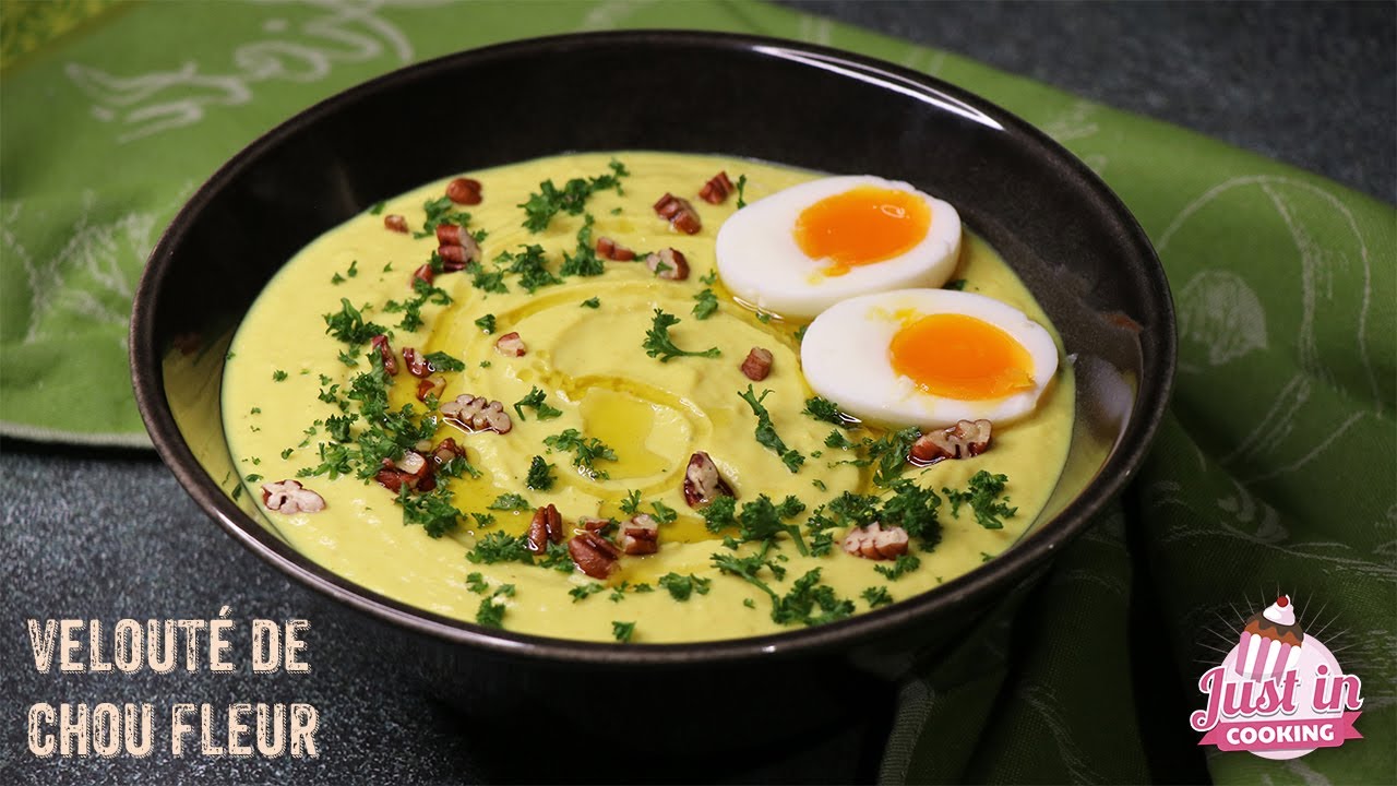 Recette de Velouté de Chou-fleur Parfumé à la Crème de Coco, Curcuma et Curry avec un Œuf Mollet