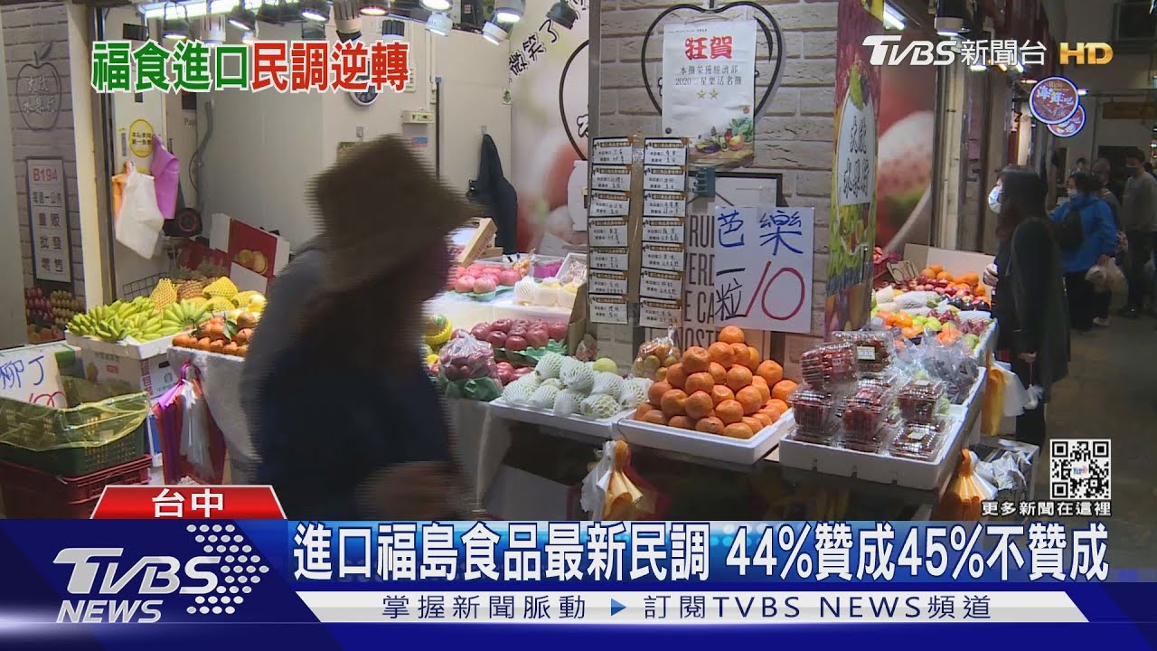 進口福島食品最新民調 44%贊成45%不贊成