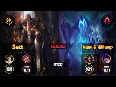 Faker SETT (Mid) [Conqueror] VS NUNU & WILLUMP - Grandmaster KR Patch 11.11
