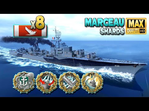 Destroyer Marceau with a huge carry on map Shards - World of Warships