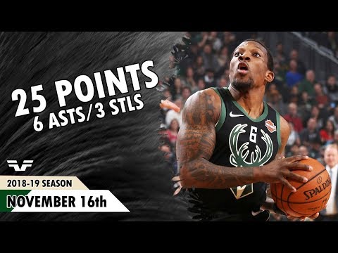 Eric Bledsoe - 2018.11.16 - Bucks vs Bulls - 25 Pts, 6 Asts, 3 Stls