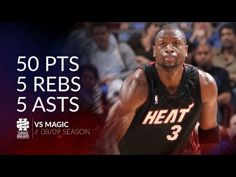 Dwyane Wade 50 pts 5 rebs 5 asts vs Magic 08/09 season