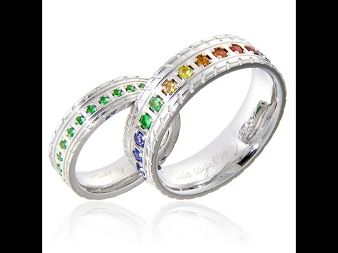Verighete Eternity Aur Alb 14 k Granate Tsavorit Safire Multicolore