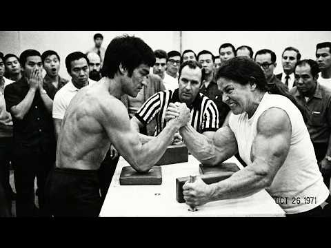 Bruce Lee Arm Wrestled Female World Champion Broke Table 1971 — 260 Pound Woman Pure Power