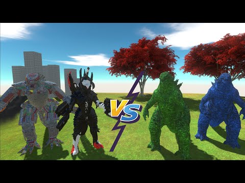 GODZILLA BLUE & GODZILLA GREEN VS MECHAGODZILLA2021 & GIGAN FINALWARS-Animal Revolt Battle Simulator