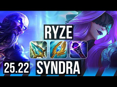 RYZE vs SYNDRA (MID) | 8/0/12, Legendary | KR Master | 25.22