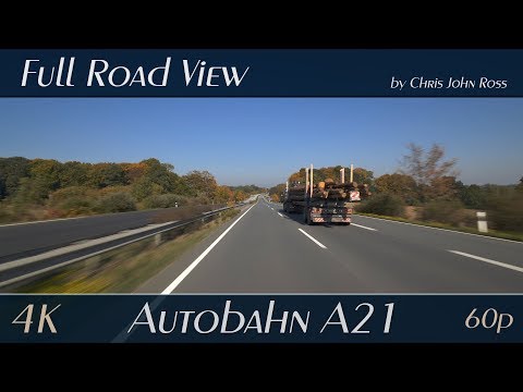 Autobahn (A21), Germany: Bad Oldesloe Süd/-Nord - Leezen - Schwissel - 4K (UHD/2160p/60p) Video
