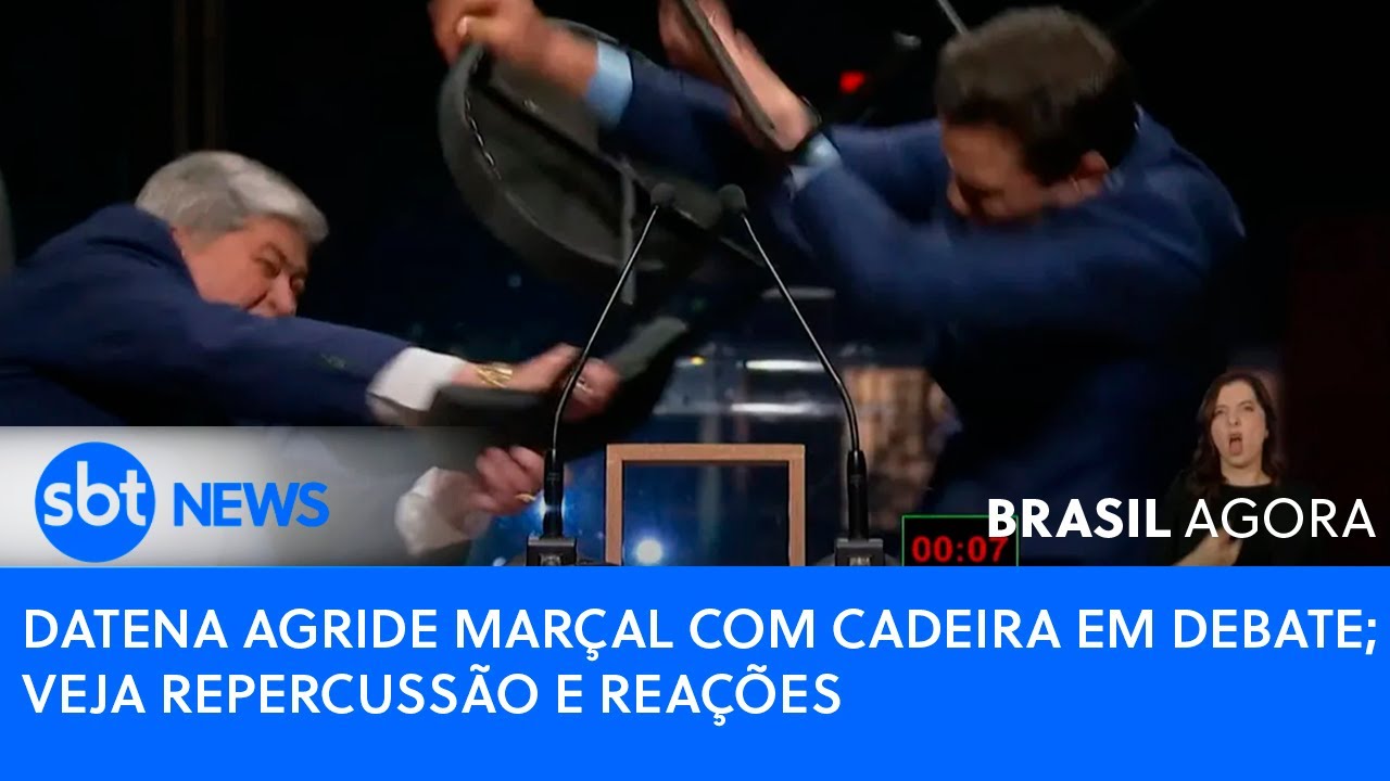 🔴Brasil Agora: Datena agride Marçal com cadeira em debate; veja repercussão e reações