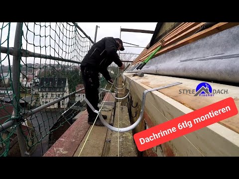 Dachrinne 6tlg. in Zink montieren Biberschwanzdach - Anleitung - Mount the gutter - Rinneisen