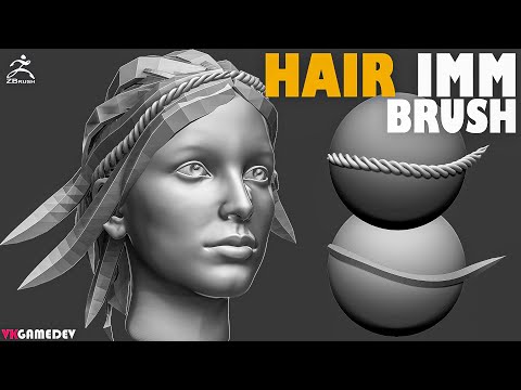 Hair IMM Brush Preview. How to sculpt hair in Zbrush