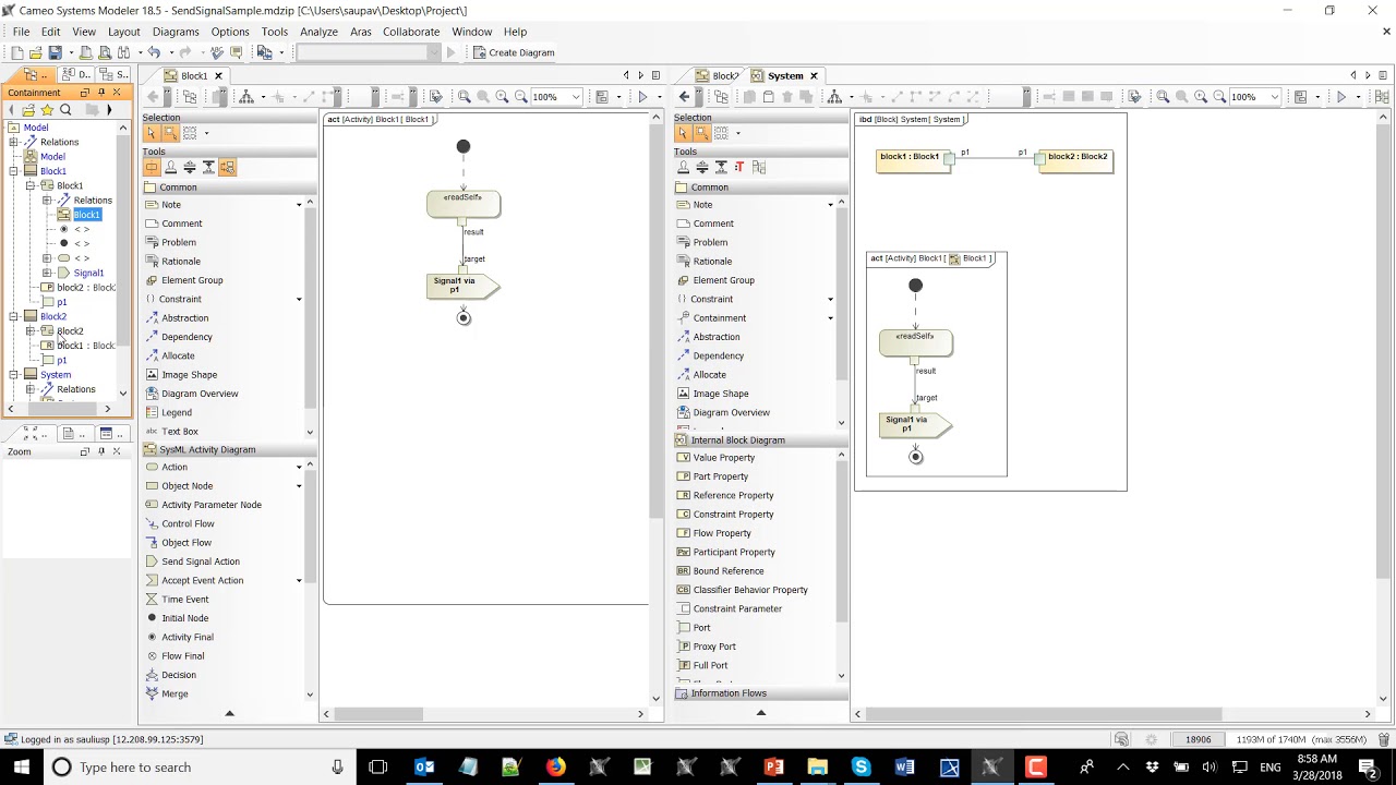 Send Signal Between Subsystems / Blocks