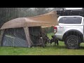 CAMPING In HEAVY RAIN Air Tent Car ASMR