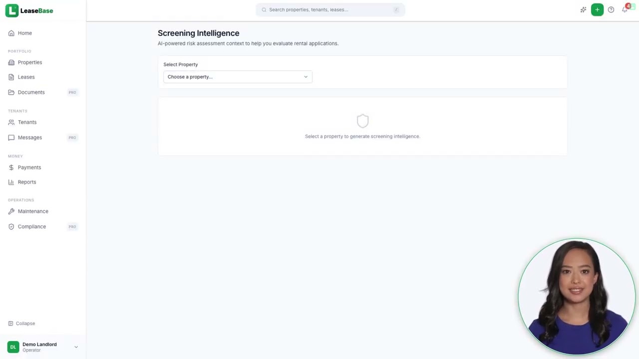 LeaseBase tenant screening demo