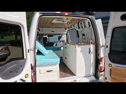 TINY CAMPER VAN CONVERSION | FULL TOUR! - 2013 Ford Transit Connect
