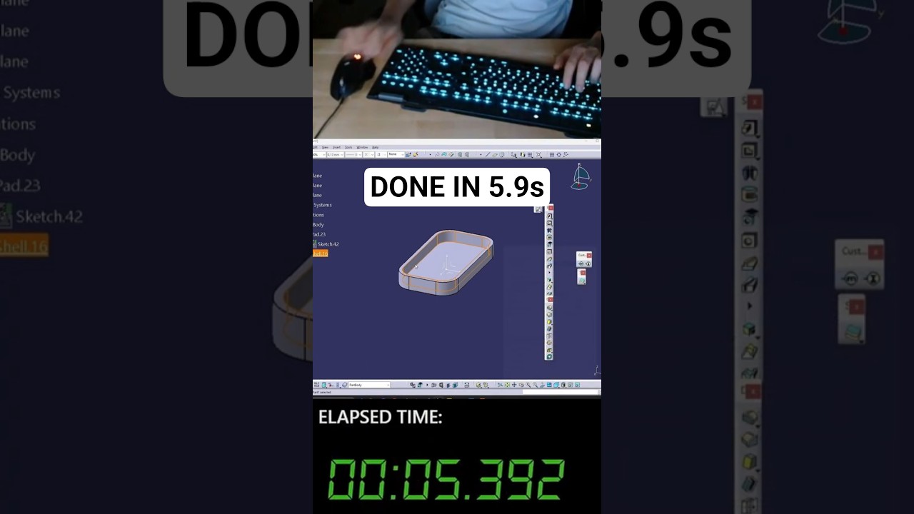 CATIA Speed Modeling in 5.9s 🚀 #catiav5 #cad #3dmodel #engineering #3dprinting #mml #speedmodeling