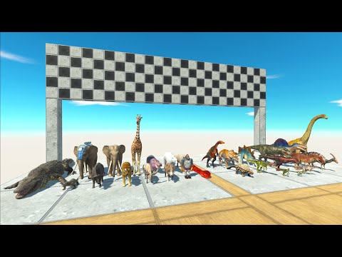1 VS 1 SPEED RACE DINOSAURS VS ANIMAL CHAMPIONSHIP - Animal Revolt Battle Simulator