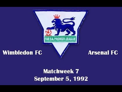 FA Premier League. Season 1992-1993. Matchweek 7. Wimbledon FC - Arsenal FC - 3:2. Highlights.