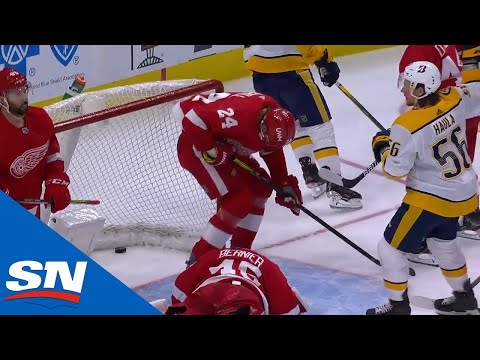 Viktor Arvidsson's Shot Goes Off Jon Merrill's Skate & Past Jonathan Bernier