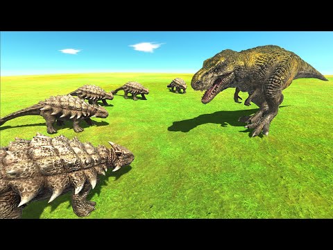 T REX vs 5 Ankylosaurus ARBS - Animal Revolt Battle Simulator