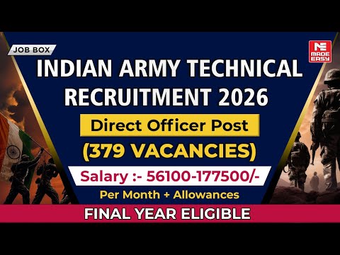 Indian Army SSC Tech Recruitment 2026 | Direct Officer Entry | Eligibility, Vacancies and More!