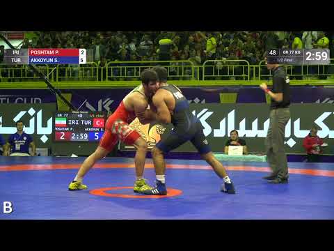 1/2 GR - 77 kg: P. POSHTAM (IRI) v. S. AKKOYUN (TUR)