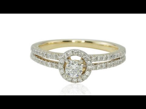 Halo Engagement Ring with Round Diamond and Split European Shank LS891