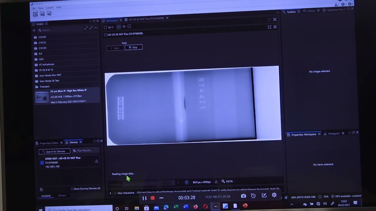 Radiographic Testing (RT) - Computed Radiography Demonstration with the HD-CR 35 NDT and D-Tect X