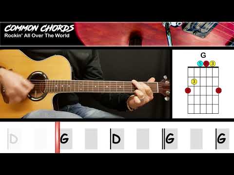 Rockin' All Over The World - Status Quo | EASY GUITAR LESSON | Scrolling Chords & Lyrics