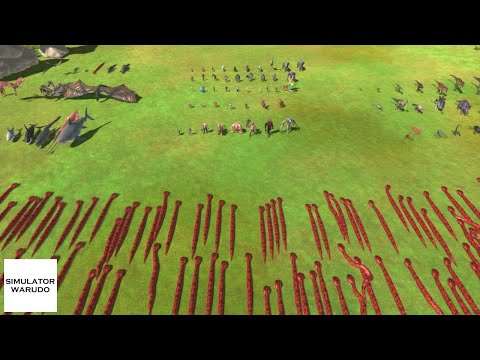 100 REPTILES vs ALL Units Army Animal Revolt Battle Simulator