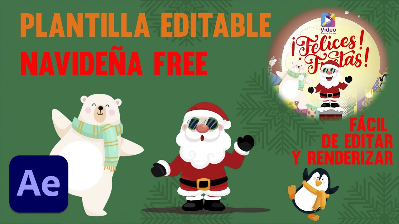 Plantilla navideña editable en After Effects en castellano