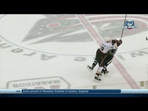 Francois Beauchemin open ice hit on Artem Anisimov