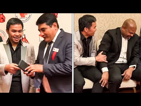 Manny Pacquiao REUNITES with Erik Morales & CRACKS Roy Jones Jr UP with jokes during HOF Weekend
