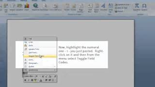 Sequencing Numbers in MS Word 2007 - 2010