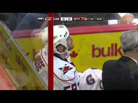 Chad LaRose vs Jared Cowen Fight (Carolina Hurricanes vs Ottawa Senators April 16, 2013) NHL HD