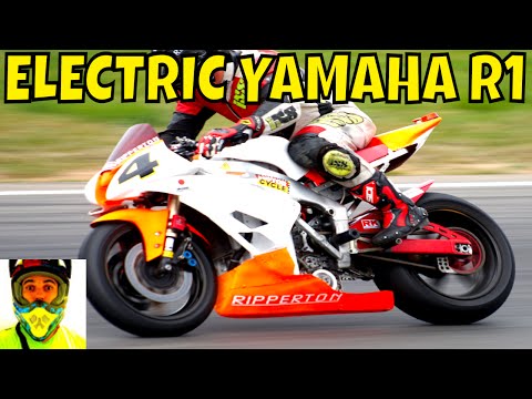 210kW Racing Electric Yamaha R1 vs Petrol Bikes (race track) • Ripperton DIY Electric Motorcycle
