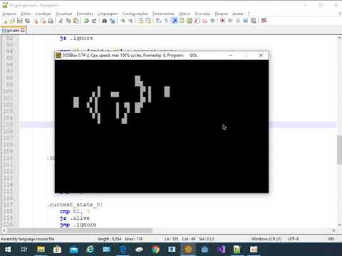 [Assembly 8086] Text Console - Conway's Game of Life [RIP John Conway]