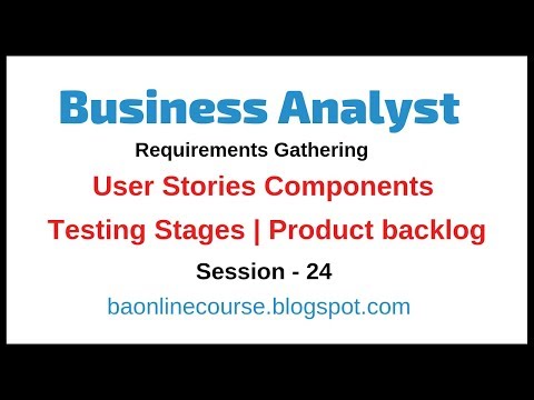 User Stories Components Tutorial | Testing Stages | Business Analyst Product Backlog | Steps