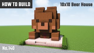 マイクラ建築：かわいいクマの家の作り方。10x10ブロックで簡単に。No.140【Minecraft】