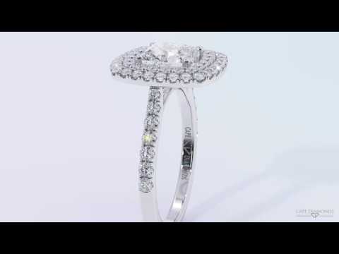 Cushion Cut Double Halo White Gold Diamond Engagement Rings - Cape Diamonds