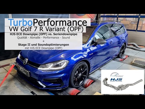 HJS ECE Downpipe ‼️MIT OPF‼️ vs. Seriendownpipe am Golf 7 R (OPF) + Stage II 🔥388PS/557Nm🔥 mit Sound