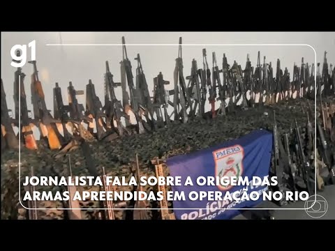 A journalist from Globo explains the origin of the weapons seized in a police operation in Rio de...
