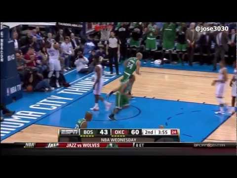 Avery Bradley Dunk On Kevin Durant - Celtics @ Thunder 2/22/2012
