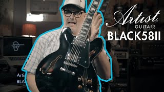 Video thumbnail for Artist Black58II Black Gloss Semi-Hollow Body Electric Guitar - Review by Michael Carpenter by Artist Guitars