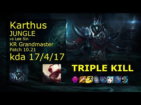 Karthus vs Lee Sin Jungle - KR Grandmaster 17/4/17 Patch 10.21 Gameplay // [롤] 카서스 vs 리 신 정글