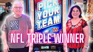 WE TRIPLED UP On The NFL Slot Machine Big Win! #NFLSlotMachine #NFLslotmachinevegas #slots
