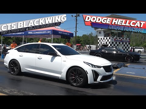 CT5-V BLACKWING vs DODGE HELLCAT CHALLENGER Drag Racing @ island dragway