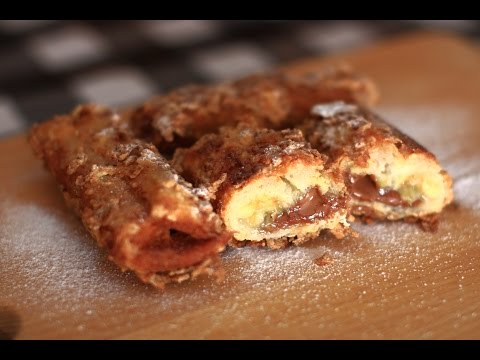 Rollitos de plátano crujientes y con chocolate