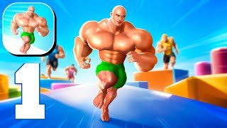 Muscle Rush - Gameplay Walkthrough Part 1 - ALL MUSCLE UPGRADES & BOSS FIGHTS (iOS, Android)