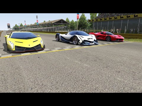 Devel Sixteen vs Lamborghini Veneno vs Ferrari LaFerrari at Monza Full Course